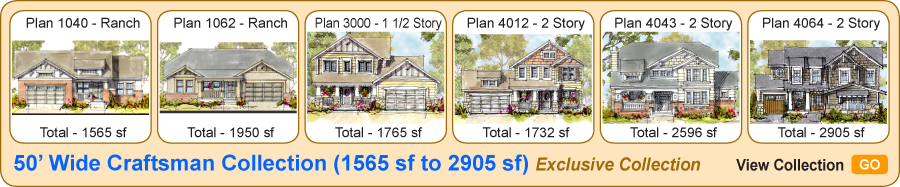 50' Wide Craftsman Collection (1565 sf to 2905 sf) Exclusive Collection